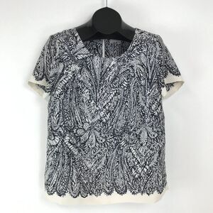 LOFT Floral Keyhole Button Blouse Women's Medium Short Sleeves Scoop Neck